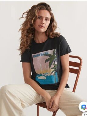 NEW🌴 Marine Layer Easy Crew Graphic Tee small faded black marina del Rey $48.00